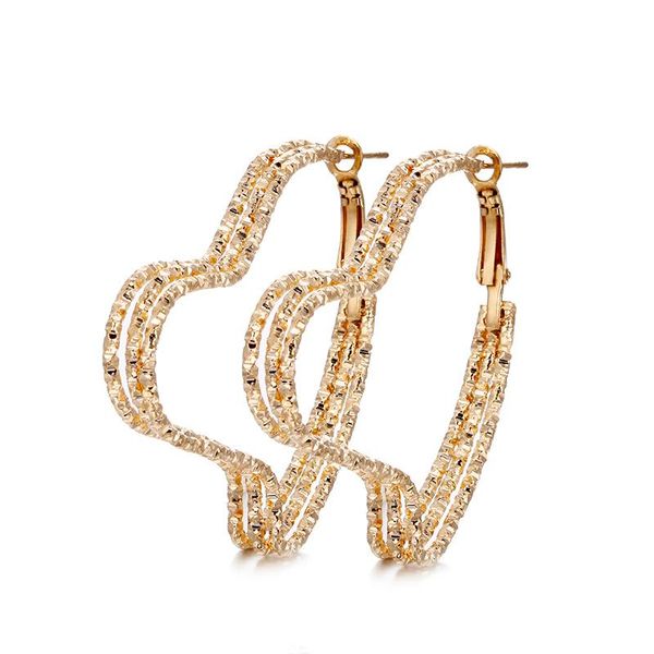 

simple romantic jewelry hollow big gold color heart hoop earrings for women brinco feminino gifts 2021 fashion, Golden;silver