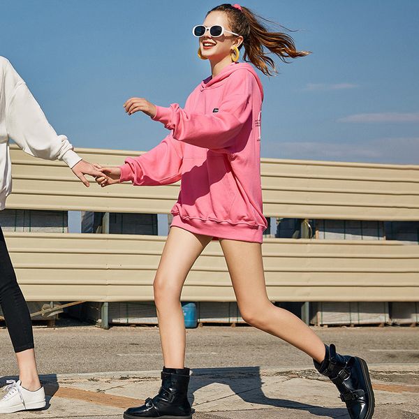 

hooded sweater womens mid-length korean-style loose 2020 new autumn student ins coat fashion, Black