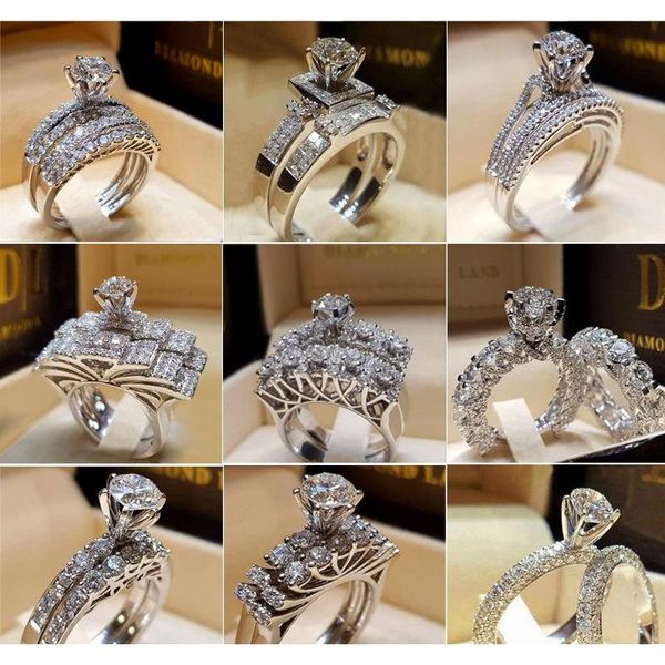 

couple wedding rings rhinestone fashion silver mixed different styles fashion selling european and american wmtwhy jeneffer, Slivery;golden