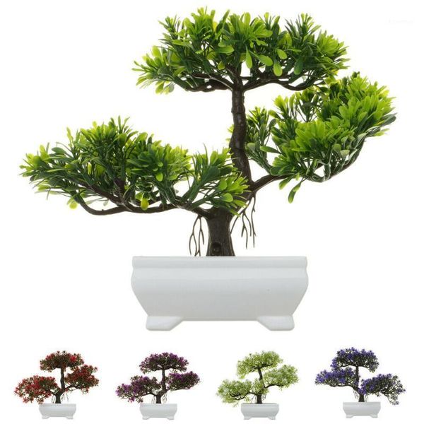 

artificial plants with bonsai pot fake flowers potted plant simulation pine tree ornaments garden home decor1
