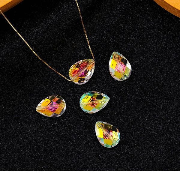 

straight hole drop shape glass beads loose spacer beads crystal pendant handmade for jewelry making diy jewelry componen jllass