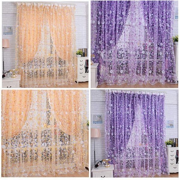 

2020 print floral voile door sheer window tulle curtains for living room bedroom cortinas dormitorio 100x200cm #xtt1