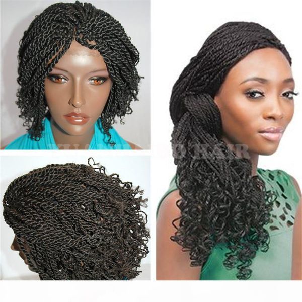 

8a grade 8inch natural black synthetic плетеный волос кудрявый twist советы черный женщины кос парики бесплатная доставка