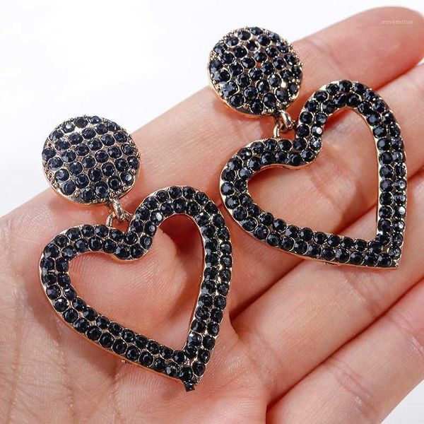 

aensoa luxury multicolor crystal heart earrings for women statement love dangle earrings fashion wedding jewelry gift wholesale1, Silver