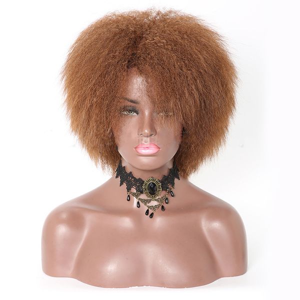 Parrucca sintetica riccia afro crespa Simulazione capelli umani Parrucche perruques de cheveux humains Parrucche per donne Blackk JS9315 in 2 colori