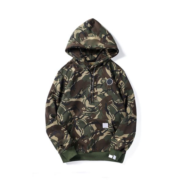 

men's hoodies fashion ape character letter print men streetwear contrast color camouflage women sweatshirts, Black