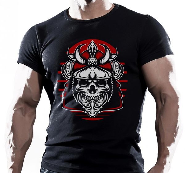 

new arrival men's fashion dark samurai skull mens bodybuilding t shirt workout clothing trainner tee shirt sport hooded sweatshirt hood