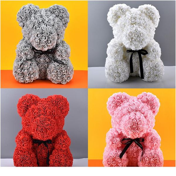 

6pcs 40cm bear of roses artificial flowers home wedding festival diy wedding decoration gift box wreat sqchma