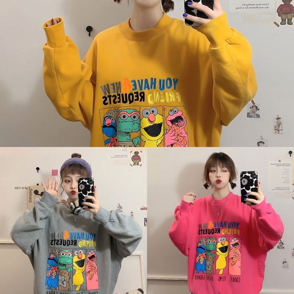 

2020 свитер осени новой мода корейской версия иностранного стиль рыхлое письмо leisurestyle дна вышивка свитер женщин тенденция fiym8, Black