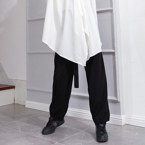 

spring and autumn men's belt casual pants trendy young hairdresser, Black