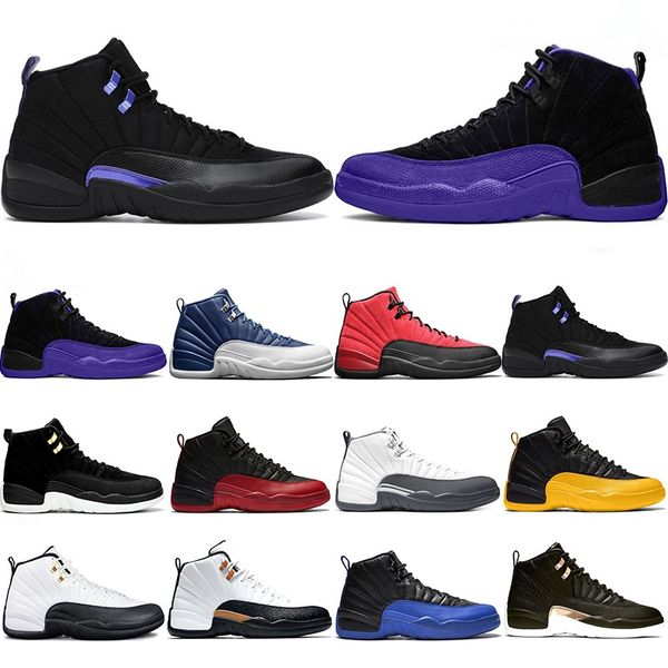 

высокое качество jumpman 12s мужские баскетбольные туфли 12 тренеров dark concord indigo university gold reverse g грипп мужская спортивная, White;red