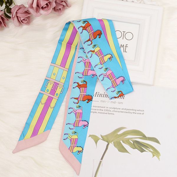 

itemsfashion luxurious multifunctional leisure horse design silk long scarf 100*5cm or 39.37*1.96inch many varieties, Blue;gray