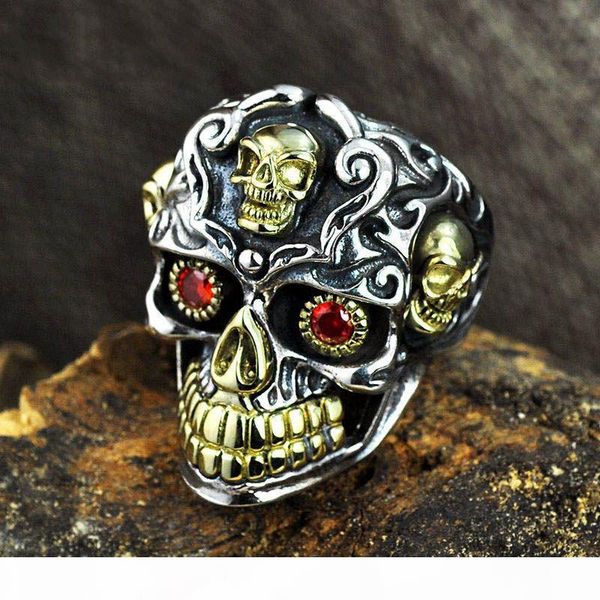 

gagafeel vintage cool open jewelry skull rings 100% real 925 sterling silver thai rings for men women fashion charms drop ship d19011502, Slivery;golden