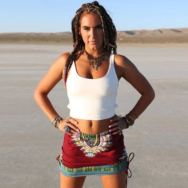 

женщины хлопок винтаж утяжек высокая талия цветочные a-line bodycon пляжная юбка, Black