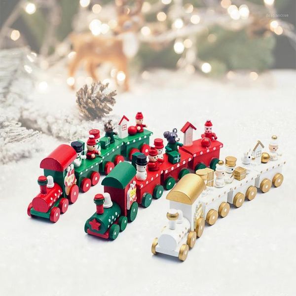 

christmas decorations wooden train ins decoration with santa/bear xmas for home kid toys gift ornament navidad year gift1