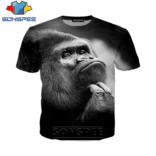 

animal monkey gorilla 3d print shirts horror horror plus size men clothing