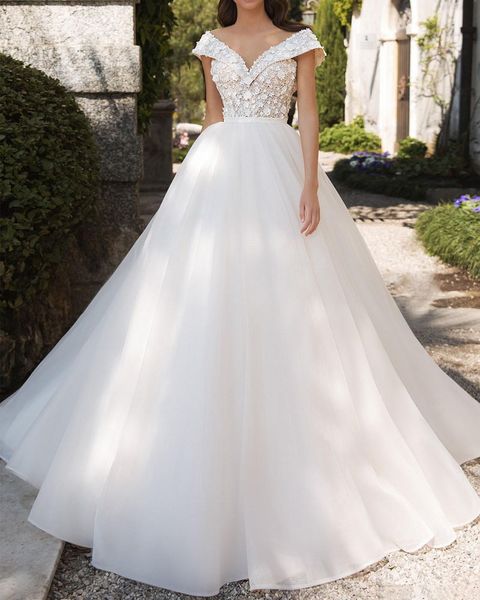 

2021 crystal design bohemian wedding dresses off the shoulder lace a line beach wedding dress sweep train boho bridal gown vestidos de novia, White