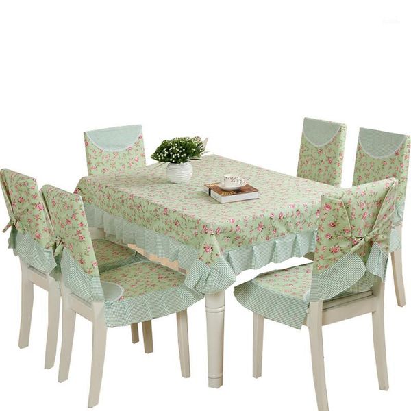 

13pcs/set printed polyester chair cover set 6pcs covers+6pcs mats+1 tablecloth