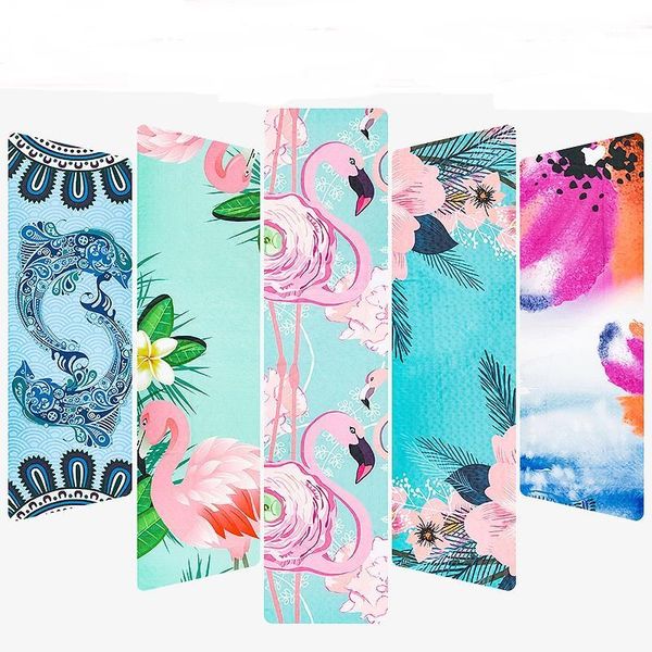 

yoga blankets 185*63cm printed towel microfiber absorbsweat non slip fitness workout mat cover for pilates gym blankets1