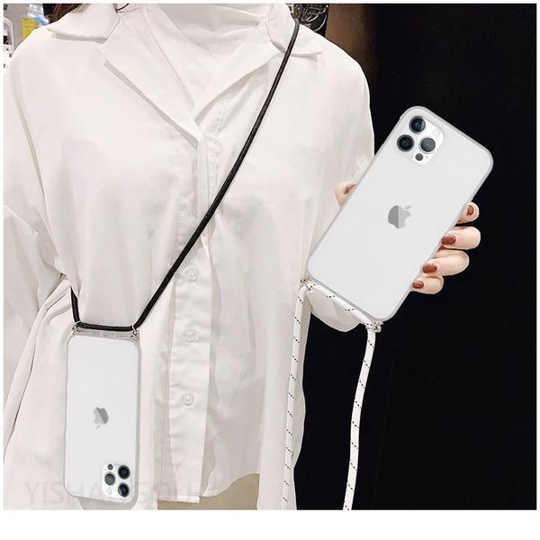 

luxury transparent case crossbody necklace cord lanyards rope for iphone 12 mini 6 6s 7 8 plus x xr x qylisb