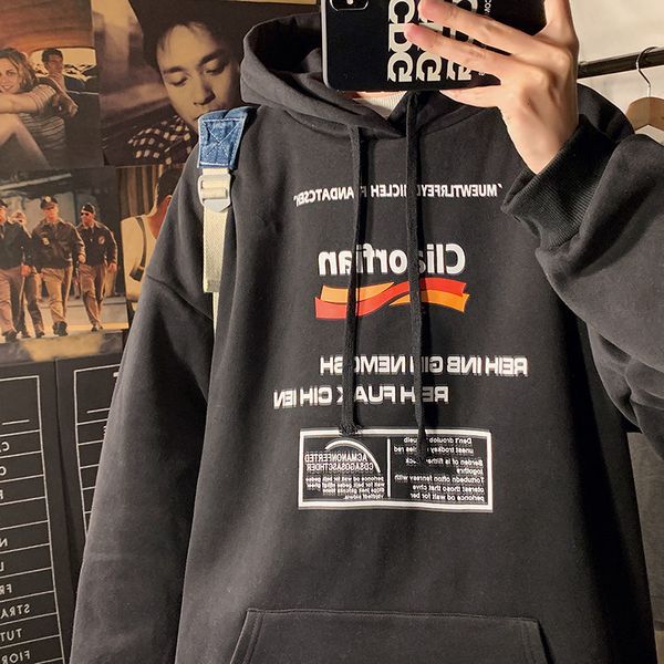 

2021 new privathinker autumn winter long sleeve hoodies man thickened hooded sweatshirts korean streetwear fashion pullovers 8wn9, Black