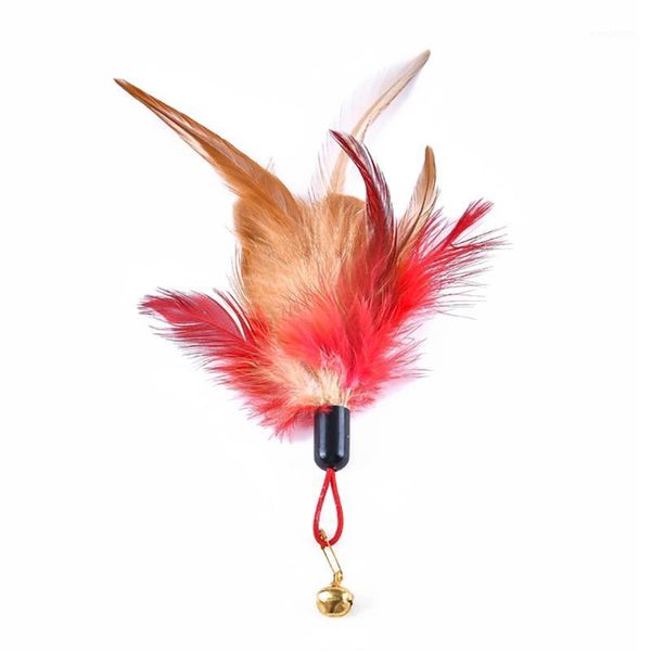 

1pcs random color cat teaser replacement creative fake feather cat training toy play toy pet funny pet supplies1