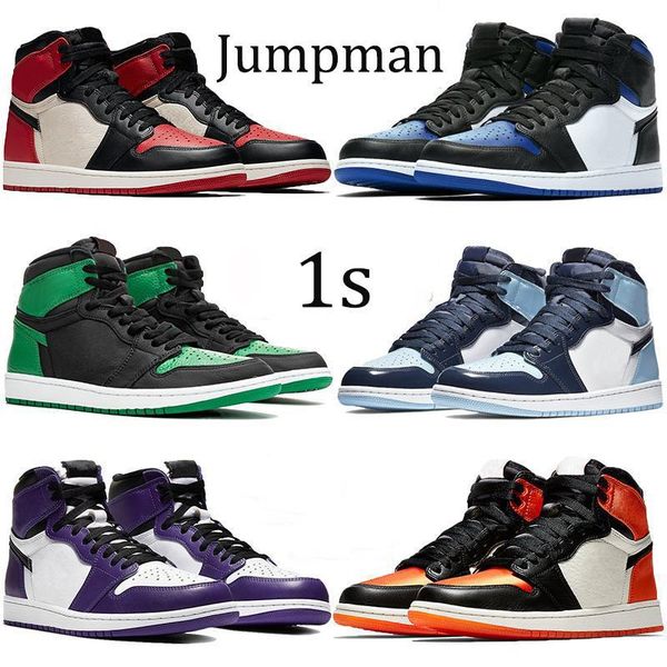 

new 1 high og basketball shoes 1s royal black toe pine green black court purple white unc patent men women stylist sneakers trainers