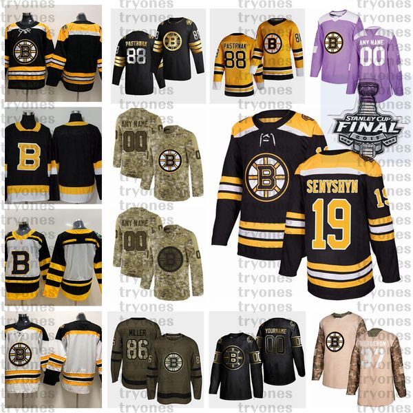 

2021 reverse retro customize 19 zach senyshyn boston bruins hockey jersey golden edition camo veterans day fights cancer purple custom shirt, Black;red