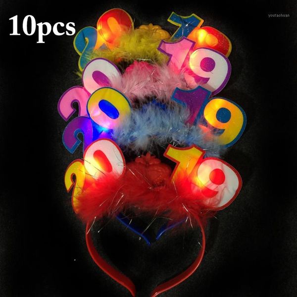 

10pcs fashion sparkling cute new year hair hoop flashing creative costume headband party hairband random color send1