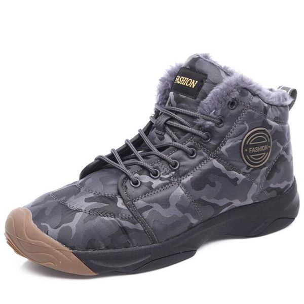 

high-help camouflage winter plus size snow boots comfortable warm boots wear-resistant men ankle a842, Black