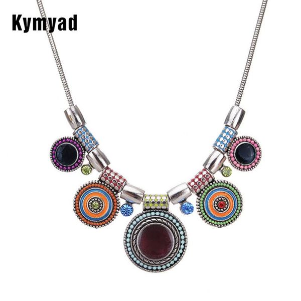 

chokers kymyad bohemia choker necklace ethnic collares retro circle metal necklaces & pendants jewelry statement women, Golden;silver