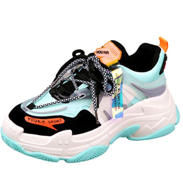 

rasmeup hip hop style women's mesh breathable platform sneakers 2020 famale chunky shoes ladies trainers footwear lj201130, Black;white