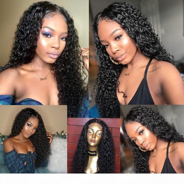 

360 lace frontal wig preplucked fake scalp deep part invisible transparent full lace front human hair closure wigs remy water wave, Black
