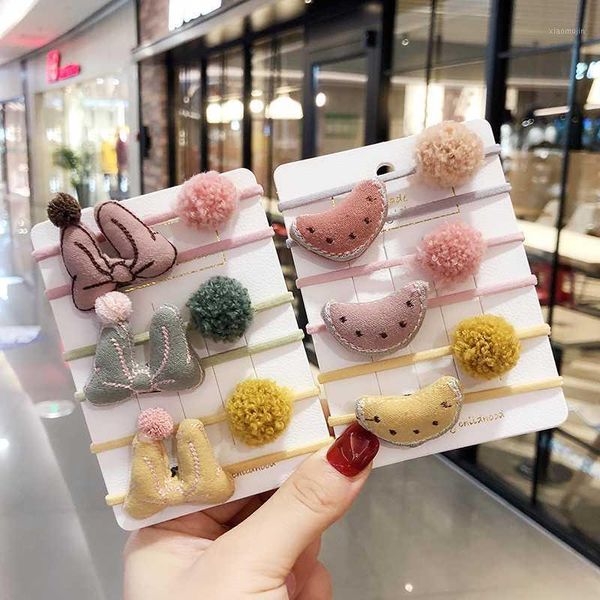 

hair accessories 2pcs winter gril cartoon fruit bow bands elastic scrunchies children rubber band sweet hairball accessories1, Slivery;white