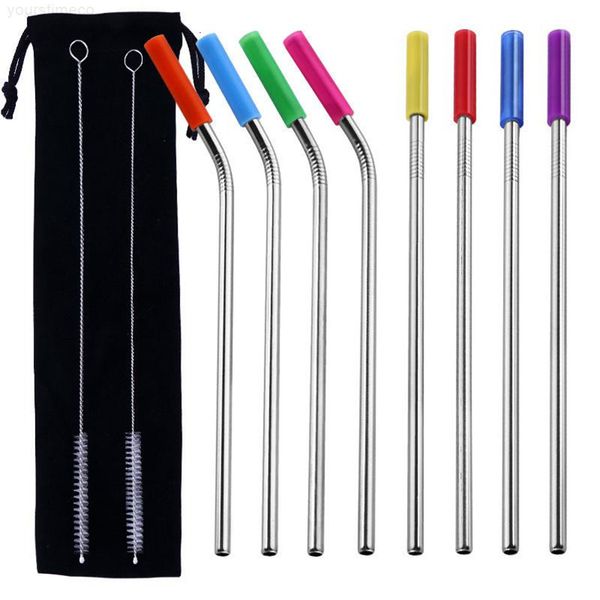 

cover stainless steel drinking straws silicone tip 215 266mm sets with cleaning brushes for 30oz 20oz cups dhl free