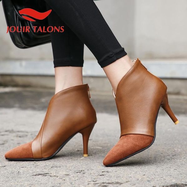 

jouir talons big size 48 women shoes patchwork office ladies pointed toe thin high heels pointed toe ankle boots, Black