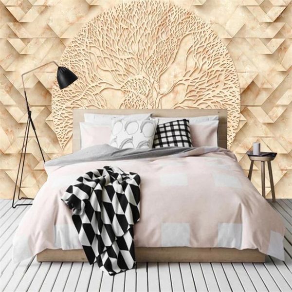 

custom wallpaper 3d murals modern stone abstract tree geometry stereo bedroom tv background wall paper mural 3d papel de parede1