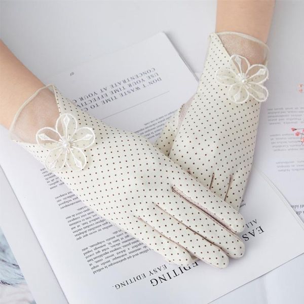 

five fingers gloves summer women uv sunscreen short sun female fashion silk lace driving of thin touch screen lady, Blue;gray