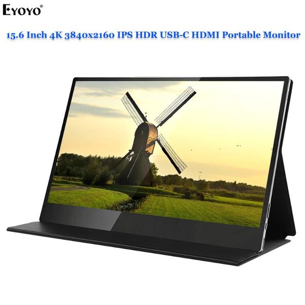 

eyoyo em15h 15.6" 4k uhd hdr portable gaming monitor type usb c hdmi 3840x2160 lcd screen pc lapdisplay for ps4 xbox switch