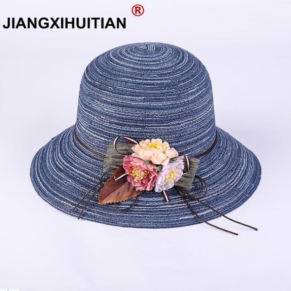 

2018 лето новый горячий женщина вскользь стро простые классические шляпы шапки женщин корейской складные цветок пляж шлемов sun wmtvbz otswe, Black;white