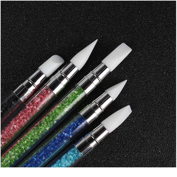 

double end nail art dotting gradient nail brushes mirror glitter handle acrylic polish picker pen glitter manicu jllvao, Silver