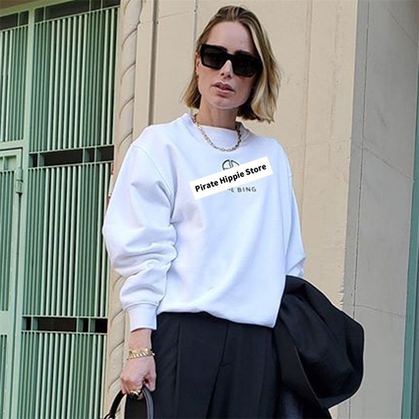 

letter solid simple sweatshirt women autumn winter long sleeve round neck soft pullover casual vintage cotton hoodies 201204, Black