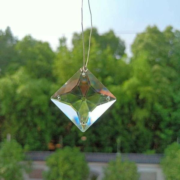 

4 holes square crystal prisms clear glass chandelier crystals beads pendants suncatcher home decoration hanging ornament 35mm h bbywzq