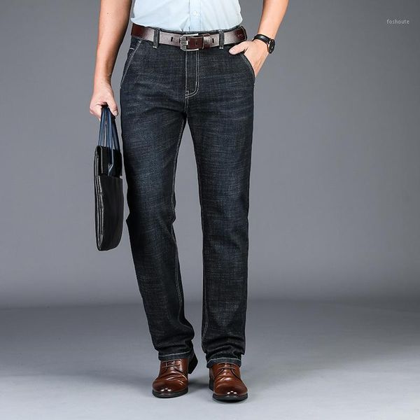 

men's jeans slim new korean version trend elasticity comfortable straight trousers student 2 colors black blue1, Blue