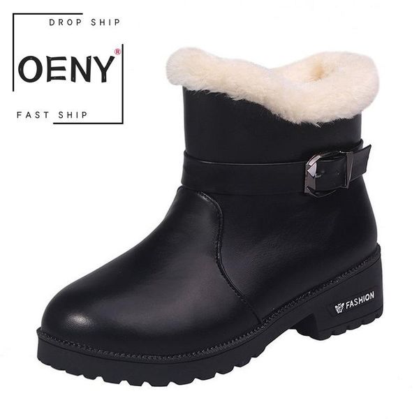

2020 new winter snow boots womens british retro style thickened non-slip couple women warm ankle booties botas mujer invierno, Black