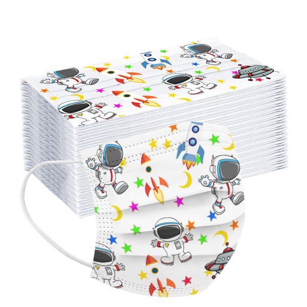 

face new for disposable masque mask mascarilla 50/100pc kids anti dust fabric health masks astronaut pattern children boys girls