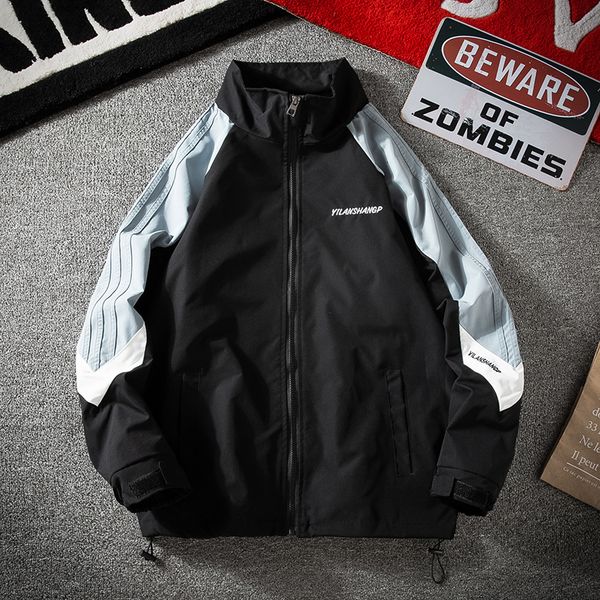 

2021 new men's embroidered collar, spring contrast couture fine jacket quality uniform baseball 96r0, Black;brown