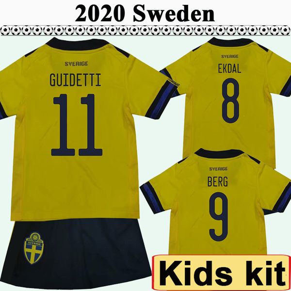 

2021 larsson forsberg kids kit soccer jerseys ibrahimovic ekdal isak home child football shirts sweden national team boy uniforms, Black