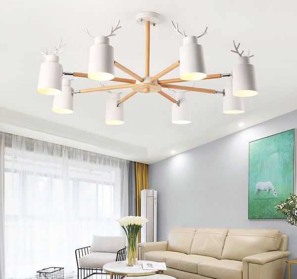 Lustres nórdicos para sala de estar quarto chifres de cozinha conduzido candelabro iluminação pássaro lâmpada deco moderna lustre de plafond