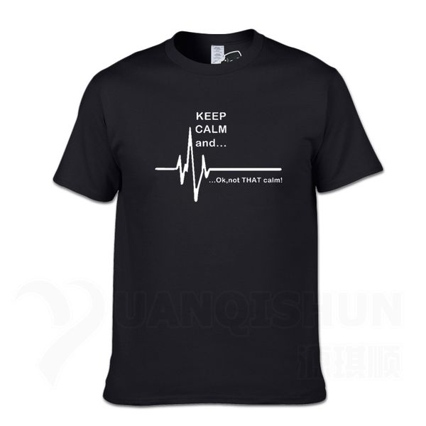 

sport fashion 16 colors 100% cotton men's t-shirt funny keep calm and...not that calm ekg heart rate t shirts tees streetwear